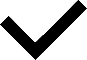 Bold Black Checkmark on White Background Symbolizing Confirmation, Success, or Completion in Graphic Flat Design