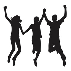 Silhouette Celebration Joyful Group Jumping Together Embracing Team Spirit Unity and Success Dynamic and Energetic People