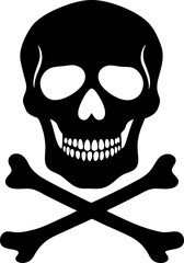 Bold Pirate Skull and Crossbones Emblem in Stark Black and White Evoking Danger, Rebellion and High Seas Adventure