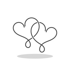 Two hearts icon with shadow