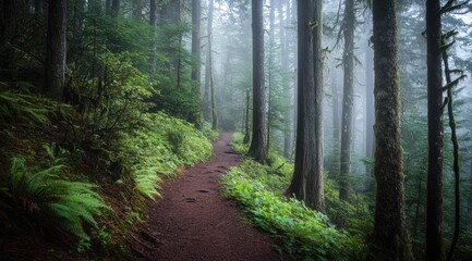 Fototapeta premium Misty forest trail (2)