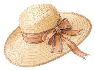 Elegant straw sun hat with ribbon bow