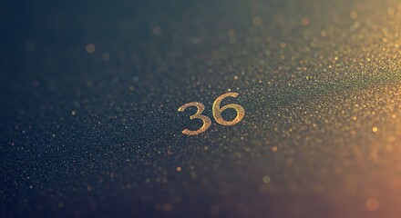 Gold Glitter Number Thirty Six on Dark Sparkling Background