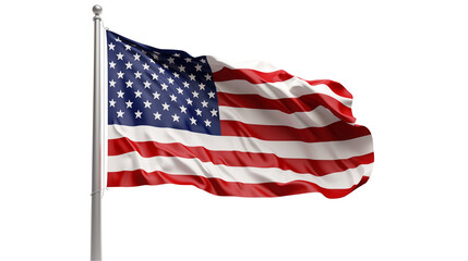 Obraz premium Proud American flag waving freely in the wind symbolizes freedom, patriotism, and national pride isolated on white or transparent png.