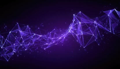 Abstract purple network design with glowing triangles and points