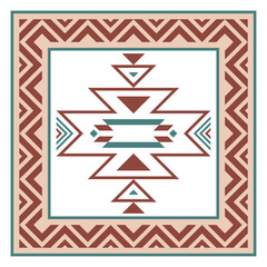 Abstract geometric vector frame. Square border. Aztec, Incas, Maya frame design. Color frame isolated on white background. National ethnic ornament. Geometric vector brown color border.