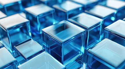 Abstract geometric pattern of translucent blue cubes