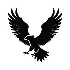 Majestic flying eagle silhouette banner design with spread wings for advertisements and branding