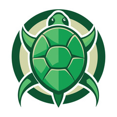 Obraz premium Colorful green turtle graphic with a minimalist design in circular background capturing aquatic essence and nature's beauty