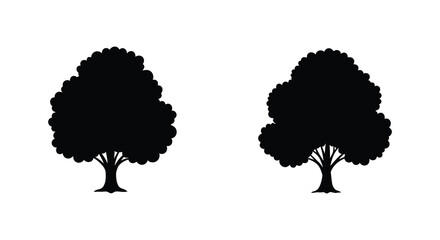Two Trees Silhouette on White Background Nature Illustration