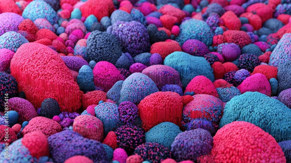 Poster abstract textured forms in vibrant colors.