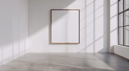 Fototapeta premium Empty room with large framed canvas