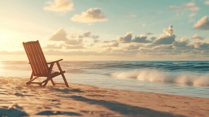 Summer time animation with chair on the beach scene