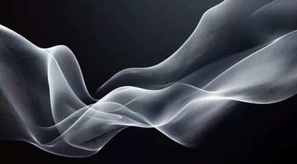 Abstract flowing white lines on black background (4)