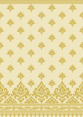 traditional damask vector pattern with seamless damask vector design and elegant damask vector border for textile or wallpaper