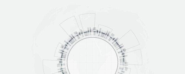 Innovation and Technology white Background with Circular Elements. Data science networking and Cyber Security.