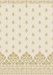 traditional damask vector pattern with seamless damask vector design and elegant damask vector border for textile or wallpaper