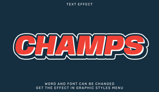 Bold red text design featuring the word Champs with a sports theme