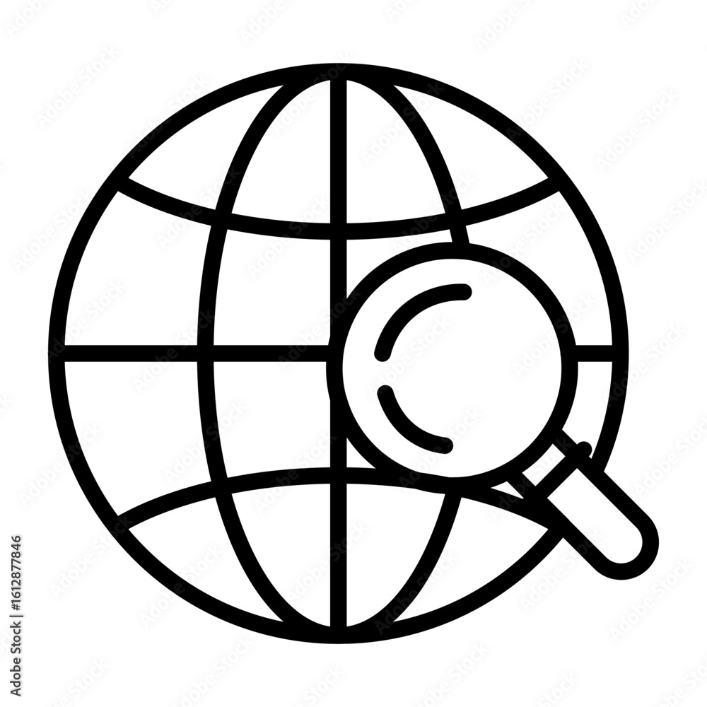 Poster global search icon vector image. can be used for seo and web.