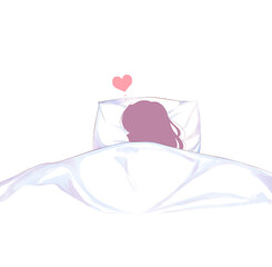 ベッドでひとりで眠る女性　恋　シルエット