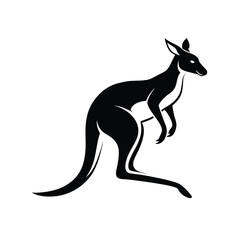 Dynamic kangaroo jumping forward silhouette in vibrant cmyk colors on white background