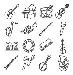 Fototapeta premium Collection of musical instruments icons in minimalist style