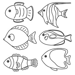 유치원 바다 물고기 라인드로잉 색칠공부(kindergarten sea fish line drawing coloring)