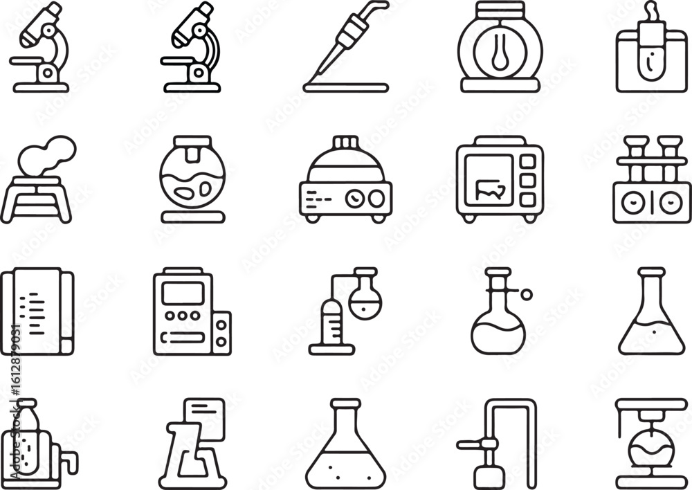 Poster a collection of diverse graphic icons presented in a clean minimalist silhouette style suitable for 