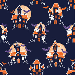 Haunted House Mini Icons Pattern