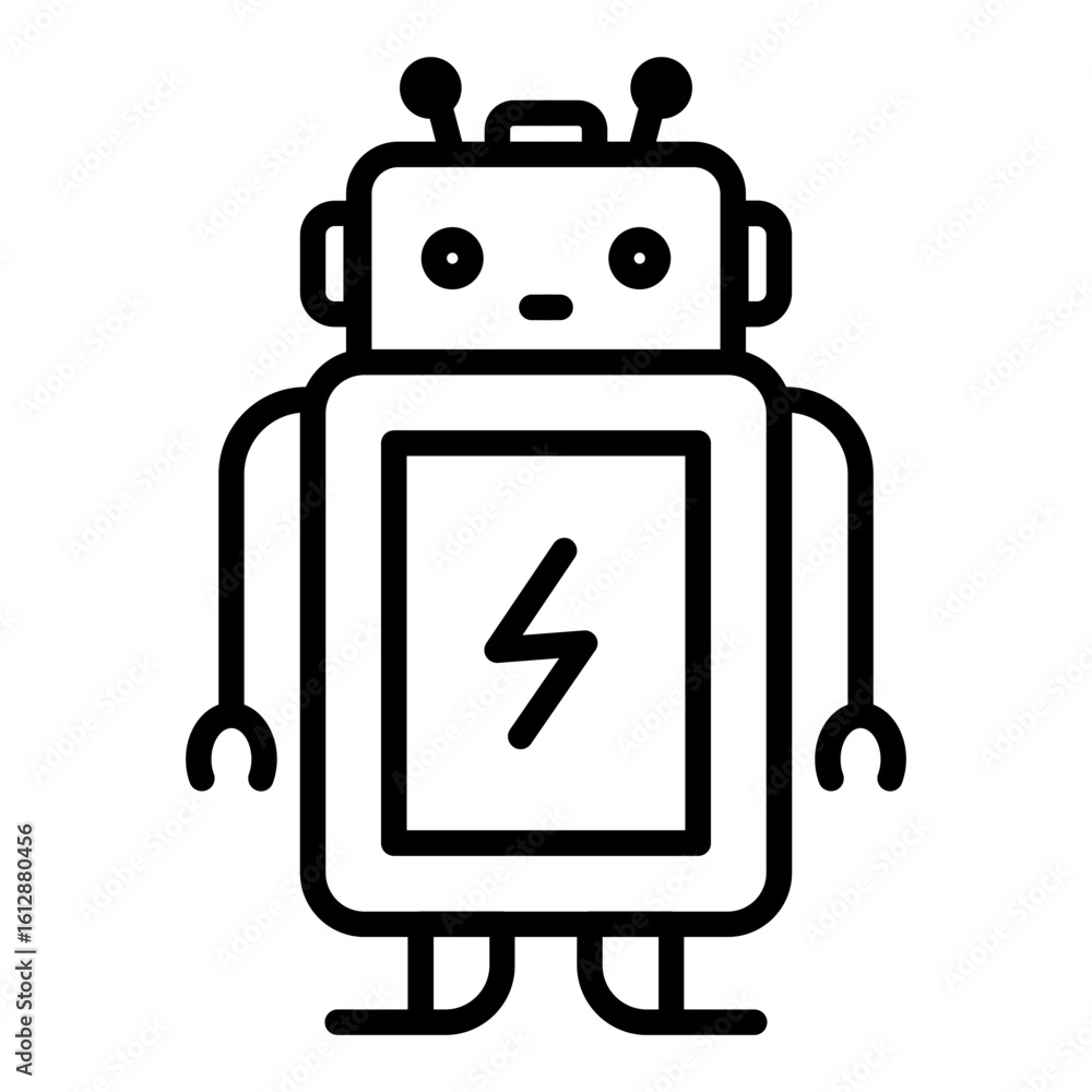 Poster robot battery icon vector image. can be used for science fiction.