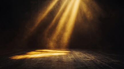 Golden spotlight on dark stage (1)