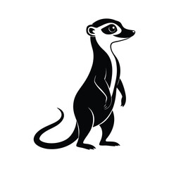 Alert meerkat standing silhouette isolated on a clean white background for design projects