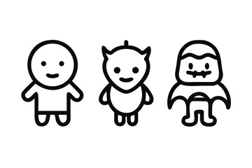 Fototapeta premium Adorable Halloween Characters Silhouette Set with Vampire Devil and Ghost vector