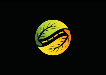 Circular leaf icon in the mid...