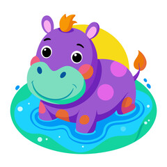colorful-vector-of-a-hippopotamus-floating-in-water