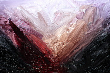 Abstract Brushstroke Painting With Bold Red and Black Color Contrasts.