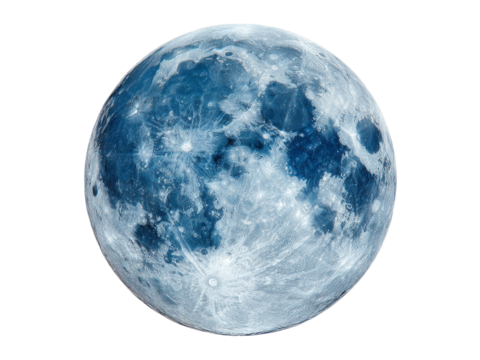 Majestic blue moon celestial body night sky space, Isolated On White Background, Png Transparent