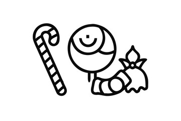 Whimsical Halloween Candy Icons with Transparent Background lollipop candy cane