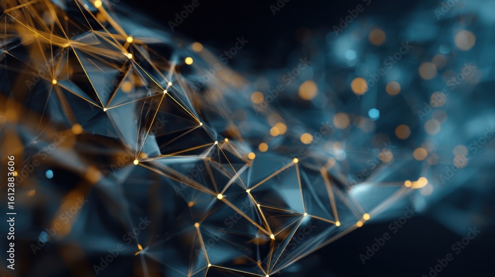 Aufkleber a mesmerizing digital composition features interconnected geometric shapes illuminated by glowing po