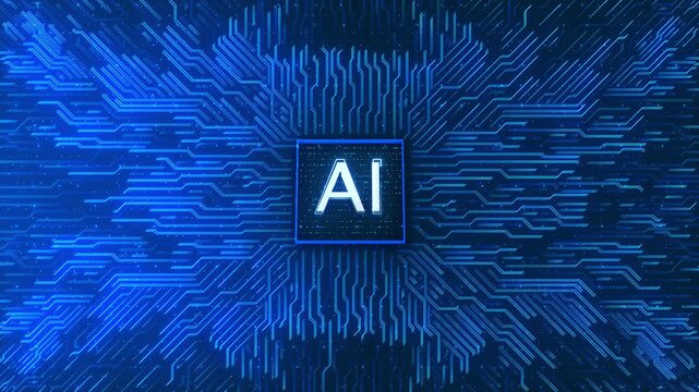 Digital Circuit Board lines data, technology background. Central computer processor CPU concept. Motherboard chip. Microchips Glowing AI Digital Circuit Motherboard Data Flow. CPU Processing Network.