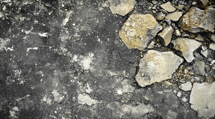 Fototapeta premium Gray asphalt surface with scattered rocks