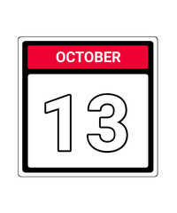 calendar icon October month date 13