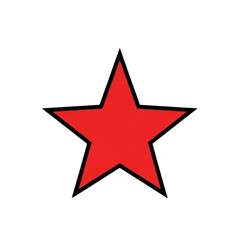 Obraz premium Bold red star icon with black outline. A simple five-pointed shape for symbols of achievement, rating, and celebration.