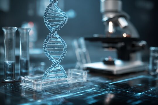 Innovative DNA research equipment in a modern laboratory focusing on genetic analysis and medical advancements taking place in a high-tech research facility