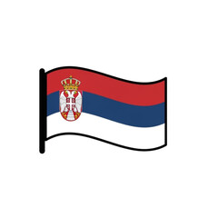 Obraz premium Illustration of the Serbian flag waving, a symbol of national pride and European identity. Vector graphic of Serbia's national banner.
