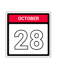 calendar icon October month date 28