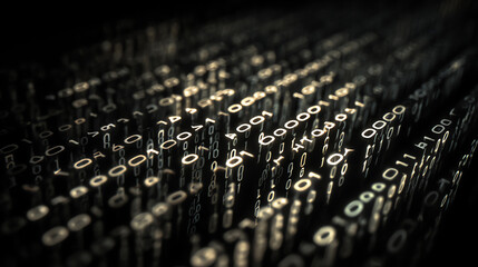 A dynamic abstract representation of binary code, illustrating the complexities of digital data processing in a modern world.