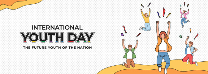 Celebrating International Youth Day with Happy and Joyful Youth Enthusiastically Rejoicing