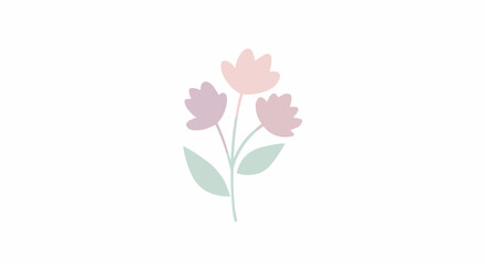 Fototapeta premium Delicate flower illustration with pastel petals and soft green stem.