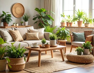 Fototapeta premium Cozy living room with plants (2)